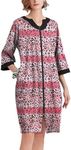 Ekouaer House Dresses for Womens Robe Zip Up House Coat Half Sleeve Night Gowns Comfy Sleepwear Solid LoungewearPink Leopard Print XL