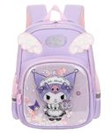 ADSON 5D Hard Shell Kawaii Travel School Bag|Backpack for Girls & Boys Aesthetics Large 14 Inches Casual Day Pack Cartoon Bookbag Rucksack (Multi Colour Kuromi)