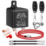 Telsitine Upgraded Remote Battery Kill Switch, 12V 250A Car Kill Switch, Anti-Theft Prevent Battery Drain Isolator Car Battery Switch with Two Remote Control Relay Fobs for RV Auto Truck Boat