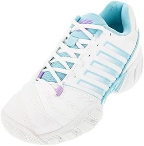 K-Swiss Junior Bigshot Light 4 Kids' Tennis Shoes, Brilliant White/Angel Blue/Sheer Lilac, 7 Big Kid