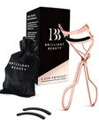 Brilliant Beauty Eyelash Curler with Satin Bag and Refill Pads - Award Winning - No Pinching, Just Dramatically Curled Eyelashes and Lash Line in Seconds - Get Gorgeous Eye Lashes Now (Rose Gold)