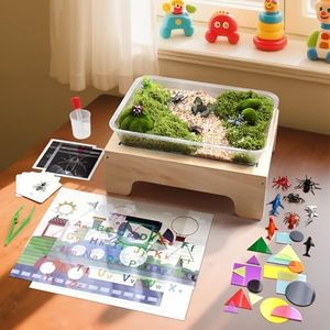Light Table for Kids -Sand Painting Light Box All-in-One Sandbox Alternative with Tracing Light Box, 10 Dimming Levels & 50+ Pieces(USB)