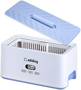 Adiding Jewelry Cleaning Machine, 1000mL (33.8oz) Sonic Retainer Ring Cleaner with 5 Time Mode and Degassing Function Ultrasonic for Glasses, Earrings, Necklaces, Denture, Coins, Pacifier, Blue