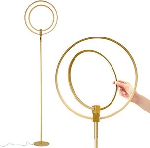 Brightech Eclipse Modern LED Torchiere Floor Lamp - Very High Brightness, Indoor Lamp - Living Room Standing Light - Alternative to Halogen - Built in Touch Dimmer - Gold/Brass