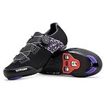 Women's Pista Elite Indoor Cycling Shoe: Comfortable and Lightweight Spin Shoes for Peloton, Indoor Cycling - Pre-Installed Look Delta Cleats for Peloton Shoes, Soul Spin Bike & Road Bike - Purple 41