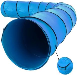 Houseables Dog Tunnel, Dog Agility Tunnel, Agility Equipment, 18 Feet, Puppy Obstacle Course, Pet Playground, Crawling, Small, Medium, Large, Indoor/Outdoor, Play, Pop Up Set, Exercise Tube, Toy, Blue