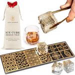 Ice Designer Tray – Craft Modern Ice Molds for Whiskey, Bourbon, & Cocktails in 5 Seconds – Whiskey Ice Mold Ice Cube Stamp – Bartender Accessories for Clear Ice Cocktails by Ash Harbor (Botanicals)