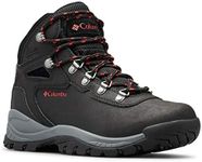 Columbia womens Newton Ridge Plus Waterproof Hiking Boot, Black/Poppy Red, 6 US