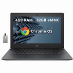 HP Chromebook 11.6" HD Anti-Glare Laptop, AMD A4-9120C, 4GB RAM, 32GB eMMC, AMD Radeon R4 Graphics, Full Size Keyboard, HD Webcam, WiFi 5, Chrome OS, Black, 128GB Hotface USB Card