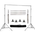 GSKAIWEN 8.5 * 10 FT Stainless Steel Backdrop Stand,Photo Video Adjustable Background Support System Stand Kit with Carry Bag for Parties,Wedding,Photography Studio