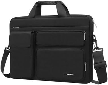 MOSISO Laptop Shoulder Messenger Bag Compatible with MacBook Air 15 inch M2 A2941 2023/Pro 16 2023-2019, 15-15.6 inch Notebook with 2 Raised&1 Flapover&1 Horizontal Pocket&Handle&Belt, Black