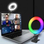 ADZOY Premium RGB Video Conference Lighting,6.3" Selfie Ring Light with Clamp Mount for Webcam Light with 3 Light Modes&6 Level Dimmable for Laptop/PC Monitor/Desk/Bed/Office/Makeup/YouTube/TIK Tok