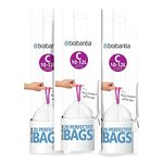 3 x 20 White Perfect Fit Brabantia Bin Liners Type C Liner Bags 10 - 12L (60 bags in total), Purple Strings