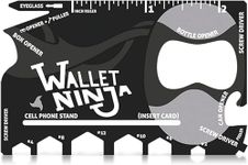 Wallet Ninja Multitool Card – 18 in 1 Credit Card Size Multi-Tool for Quick Repairs, EDC Survival Gear, Bottle Opener, Camping – Cool Gadget and Stocking Stuffer (Black)