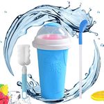 Slushy Cup, Premium Slushie Maker Cup, Durable Portable Slushy Maker with Cup Brush Straw Spoon and lid, Portable Quick Frozen Smoothies Squeeze Cooling Cup for Milk Drinks and Juices DIY