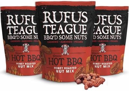 Rufus Teague Hot BBQ Honey Roasted Nuts Mix, Sweet & Spicy Almonds, Cashews & Pecans, 9 oz Resealable Pouch (No Peanuts), 3 Pack
