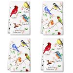 Vansolinne Birds Kitchen Towels Birds On Branch Dish Towels Set of 4 Cardinal Hummingbird Bluejay Absorbent Hand Towels Tea Towels Gifts for Bird Lovers Women for Cleaning Drying Cooking Baking