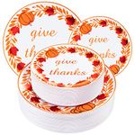 DaYammi 60PCS Thanksgiving Plates Fall Leaves Plastic Plates for Give Thanks Party Supplies 30 Dinner Plates 10.25", 30 Dessert Plates 7.5", Disposable Autumn Plates for Thanksgiving Party Decoration