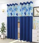 ZATCHBELL Polyester Fancy Heavy Stylish Digital Door Curtain ,Pack of 2-( Blue , 7-feet)