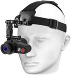 Head-Mounted Night Vision Monocular Goggles with Elastic Head Strap, Default 7X Magnification, NVG Visual Distance 350M with Riflescope 1.54 in HD Screen, Rechargeable for Hunting Camping Surveillance