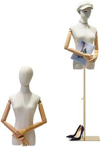 Jueraori Schaufensterpuppe Körper Weiblich, Schneiderpuppe mit Holz Armen, Mannequin Torso mit Verstellbare Höhe 140-190cm, Damenbüste Kleiderpuppe Ausstellungsstand (Farbe : Golden , Größe : M)