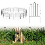 25 Pack Animal Barrier Fence, Decorative Garden Fencing, No Dig Dog Decorative Garden Fence Rustproof Metal Wire Panel Border for Garden Yard Landscape Patio Outdoor, 26ft(L) x 23.4in(H), Black