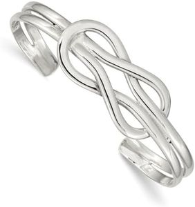 925 Sterling Silver Solid Polished Knot Design Cuff Stackable Bangle Bracelet Measures 6mm Wide Jewelry for Women