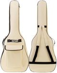 MuzcYM 41 Inch Acoustic Guitar Bag, Guitar Bag Dual Adjustable Shoulder Strap Acoustic Guitar Gig Bag, Waterproof 5mm Sponge Padded Gig Bag Case, Beige, Acoustic Guitar Bag