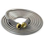 Short Stainless Steel Garden Hose 5 Ft – Lightweight Flexible Metal Garden Hose - Thorn Proof Steel Metal Water Hose with Solid Fittings for Garden, Outdoor Use (5 FT)