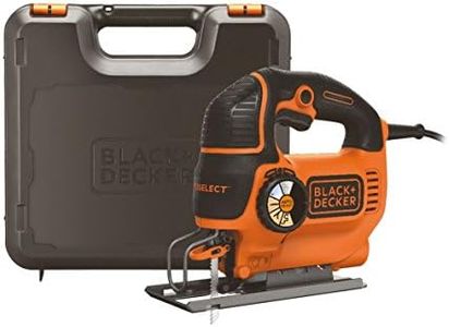 Black+Decker KS801SEK Jigsaw, Pendulum Saw (550 W, with AutoSelect, Soft Handle, Sight-Line, Protective Bar, Saw Blow Function, Lock Switch, Variable Speed, Max. 80 mm Cutting Depth)