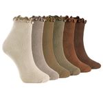 HENGRUI Ruffle Socks Women,Soft Frilly Socks for Women Girl Ankle Socks Lettuce Edge Socks Casual Knit Crew Socks 6 Pair, 6 Pairs Mix Color, 5-9