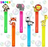 uoyoi Jungle Safari Party Favors,24Pcs Wild Animals Bubble Wands for Kids,Zoo Bubble Wand for Safari Wild One Birthday Party Supplies,Pinata Baby Shower Goodie Bag Stuffers Gift