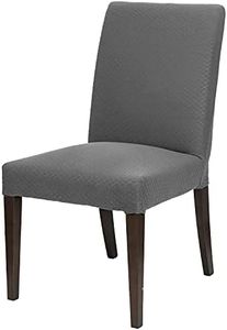 Premius Vivian Stretch Diamond Dining Room Chair Cover, Stretchy Soft & Comfortable Feel Fabric, Protects and Transforms Furniture, Machine Washable, 96.5x47.25 Inches (Grey)