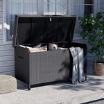 Grand patio Deck Box 678 L Storage Box with Lid Graden Furniture Storage Box Cushion Box with Smooth Wheels Easy to Move Outdoor Storage Container for Tools Pool Accessory Pillows -Black