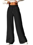 Aleumdr Womens High Waist Wide Leg Pants Lounge Joggers Baggy Sweatpants Casual Loose Yoga Pants with Pockets Black X-Large