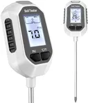 4-in-1 Soil Moisture Meter Digital Plant Temperature/Soil Moisture/PH Meter/Sunlight Intensity Backlight LCD Display Soil Test Meter for Gardening, Farming and Outdoor Plants