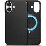 SHIELDON Genuine Leather Case for iPhone 16 Plus 6.7", Magnetic Wireless Charging Slim Fit Non-Slip Shockproof Protective Cover with Metal Buttons Compatible with iPhone 16 Plus 2024 - Black