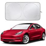 EcoNour Tesla Windshield Sunshade for Model 3/Y | 240T Polyester Shield for Tesla Model 3 Sunshade | Superior UV & Heat Protection Tesla Model Y Sunshade | Car Interior Tesla Accessories for Summer