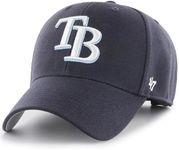 47 MLB Team Color Primary Logo MVP Adjustable Hat, Adult One Size Fits All, Tampa Bay Rays, One Size