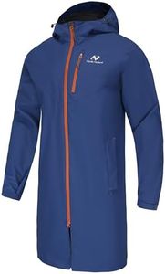 NORDIC OUTLAND Rain Jacket Men,Waterproof Breathable Long Raincoat with Hood Mesh Lining,Windbreaker for outdoor activities (AU, Alpha, Medium, Regular, Regular, Navy Blue)