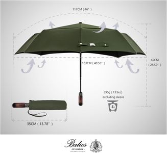 Balios Folding Umbrella – Wood Handle, Auto Open/Close, Olive Green