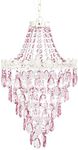 Tadpoles Pendant Chandelier - Pink Sapphire | 12" x 12" x 20" | Hardwired Installation | Uses One Medium-Base E26 Light Bulb - 40 Watts Max | Features a Metal Frame with Acrylic Beading & Dangles