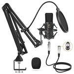 XLR Condenser Microphone, TONOR Professional Cardioid Studio Mic Kit with T20 Boom Arm, Shock Mount, Pop Filter for Recording, Podcasting, Voice Over, Live Streaming, Home Studio, YouTube (TC20)