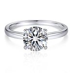 MomentWish Engagement Rings, 2Ct Moissanite Ring for Women, D Color VVS27 Lab Created Diamond Rings Wedding Solitaire Rings Size-N