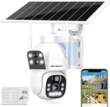 GENBOLT 3G/4G LTE Cellular Solar Security Camera Outdoor Wireless, 8W 12000mAh Battery Operated Surveillance Camera No WiFi, Dual Lens Spotlight IP Camera CCTV with SIM Card