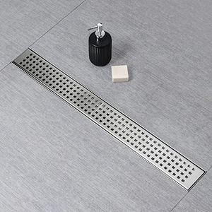 SaniteModar Linear Shower Drain, Shower Drain 18 inch with Removable Grate, Brushed 304 Stainless Steel Linear Drain Include Hair Strainer,Adjustable Leveling Feet…