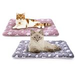 MICOOYO 2Pcs Dog Crate Bed Mattress, Fleece Pet Cushion Bed Mat, Washable Cat Cushion Pad for Small Dog Cat Puppy (S)