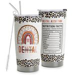 HOMISBES Dental Assistant Gifts for Women - Stainless Steel Leopard Nutrition Facts Tumbler Cup 20oz for Dental Assistant - Dental Assistant Appreciation Travel Mug