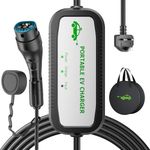 EVJUICION EV Charger Cable Type 2 to 3 Pin Plug 8M, 10A 3 Pin EV Charger Electric Car Charger, 2.3kW Type 2 Charging Cable 3 Pin IP67/IP54 with LED Indicators&Bag, for Type 2 EVs&PHEVs