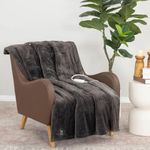 Berkshire Life Heated Throw Luxe Faux Fur Reversible Auto Shut-Off (Grey127x152cm)